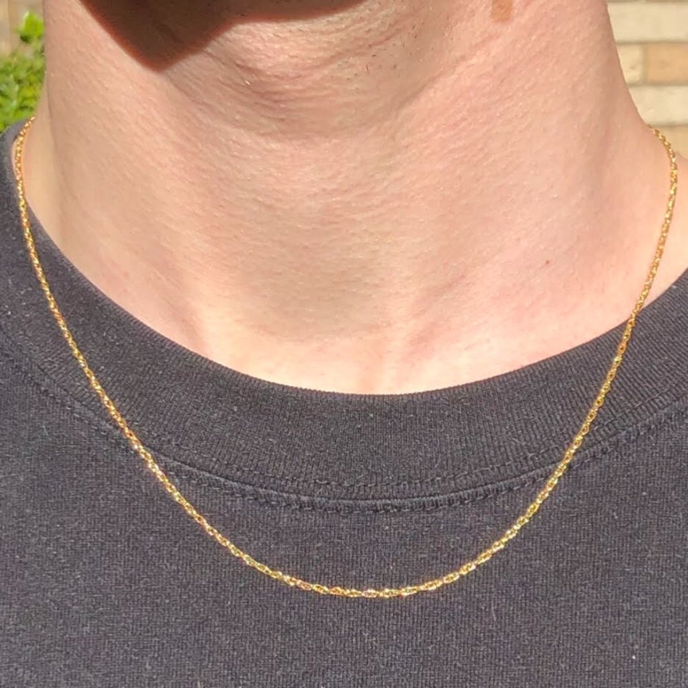 Real Genuine 14K Solid Yellow Gold Filled Rope Chain Necklace 20 inch Men Women